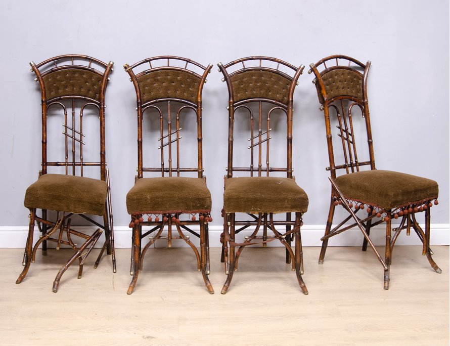 Гарнитур антикварных бамбуковых стульев 