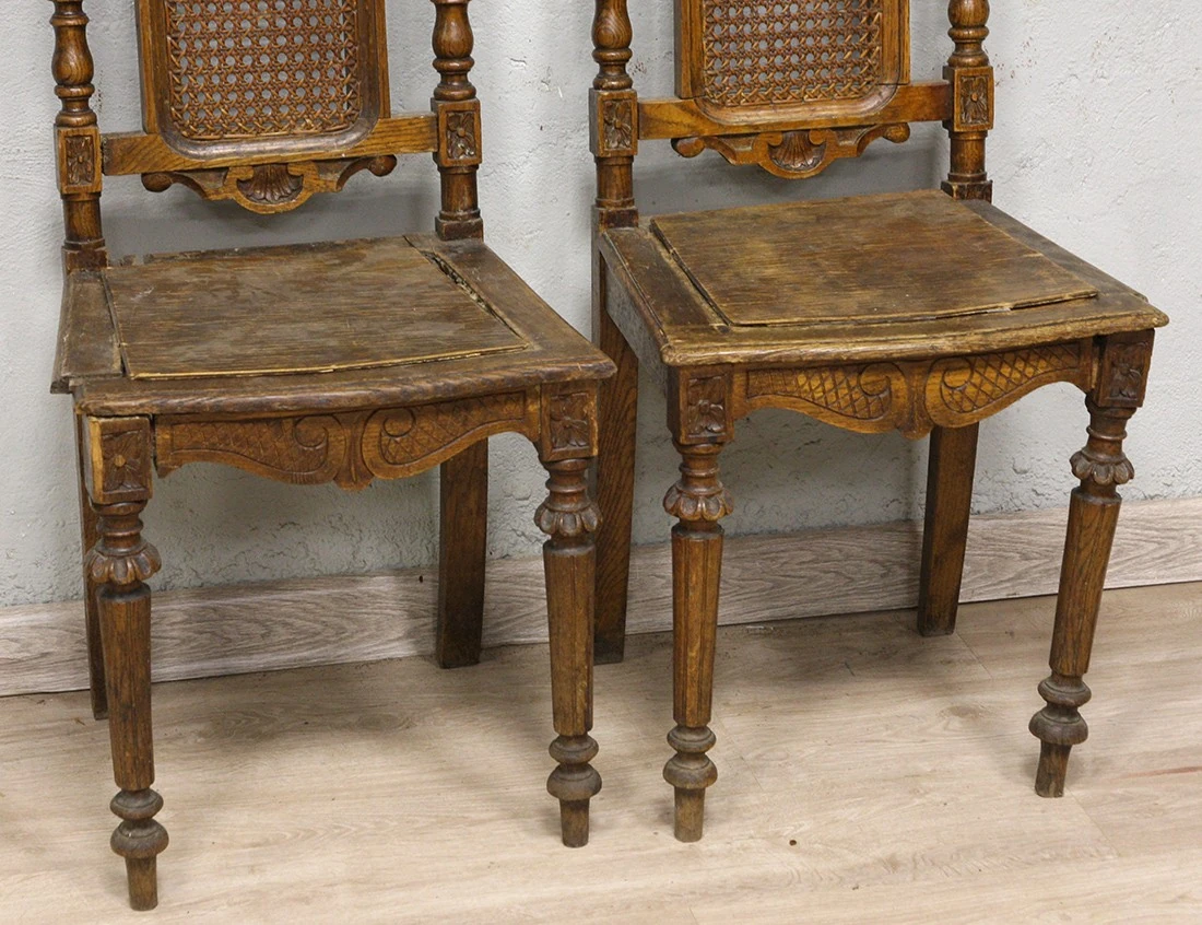 Реставрация пары дубовых стульев 19 века