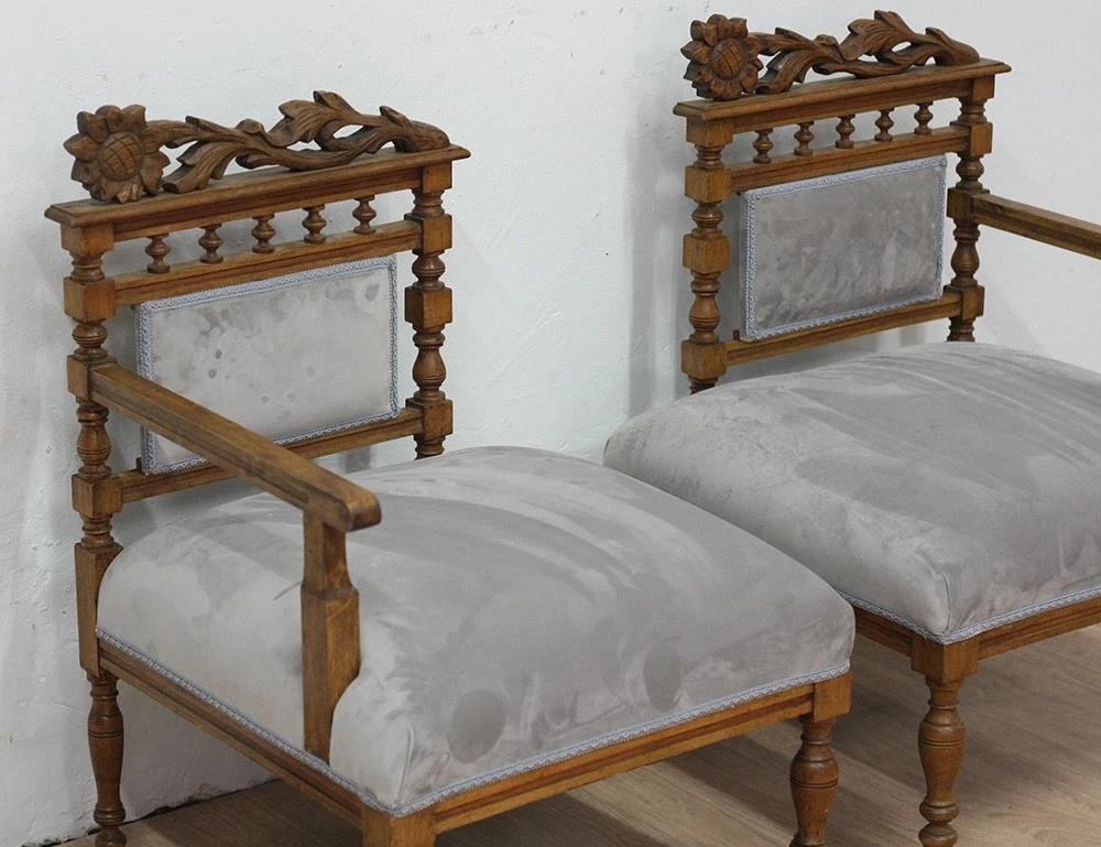 Реставрация пары кресел с цветами