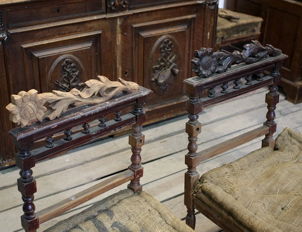 Реставрация пары кресел с цветами