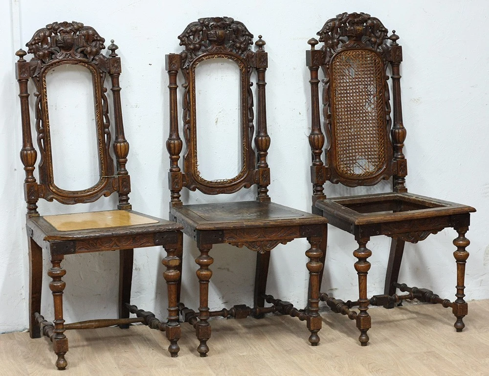 Реставрация трёх дубовых стульев