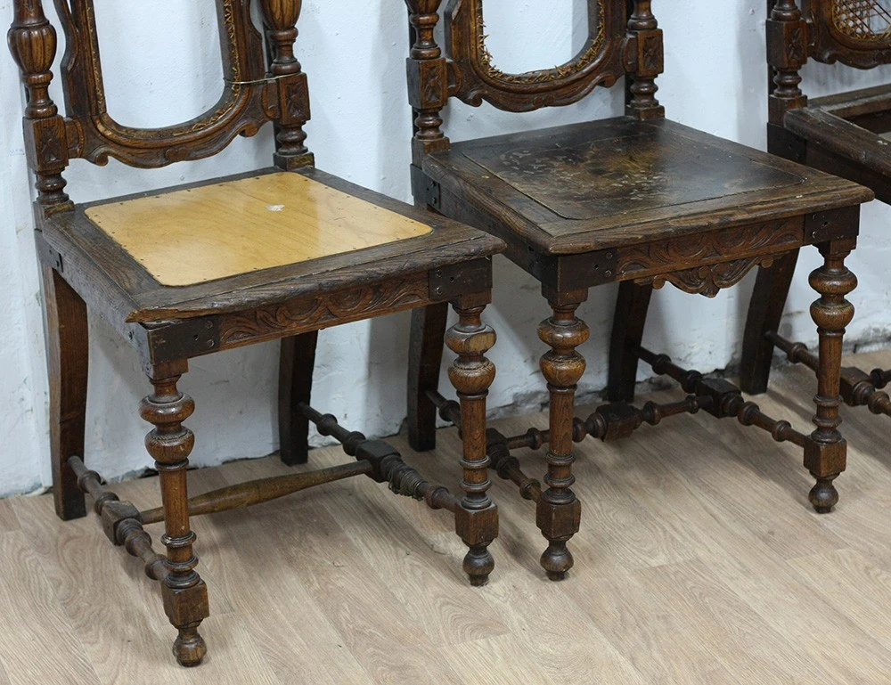 Реставрация трёх дубовых стульев