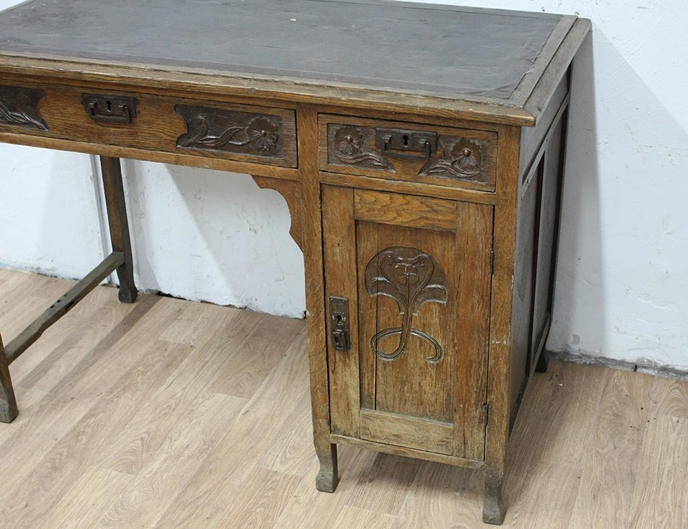 Реставрация дубового письменного стола модерн