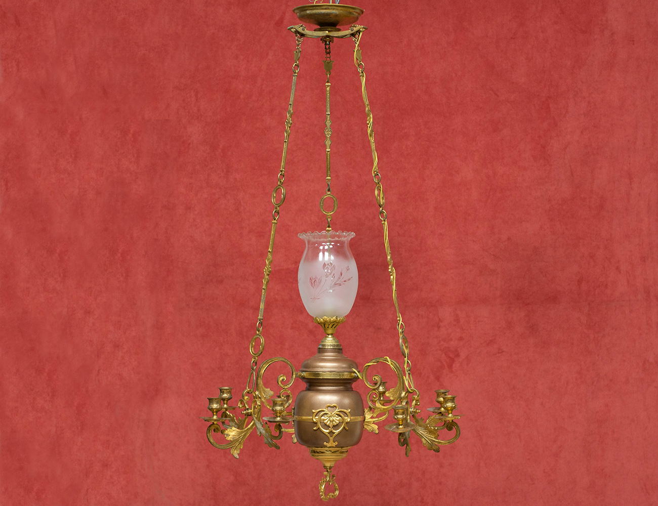 Старинная бронзовая люстра 