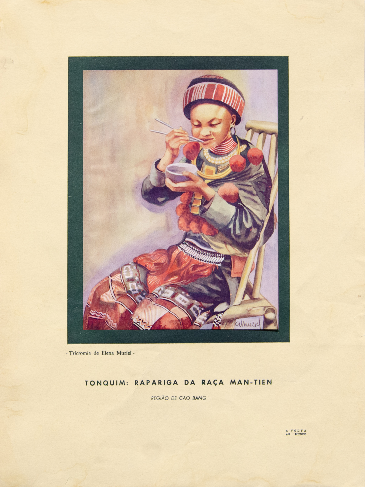 Коллекционная иллюстрация Tonquim: rapariga da raca man-tien