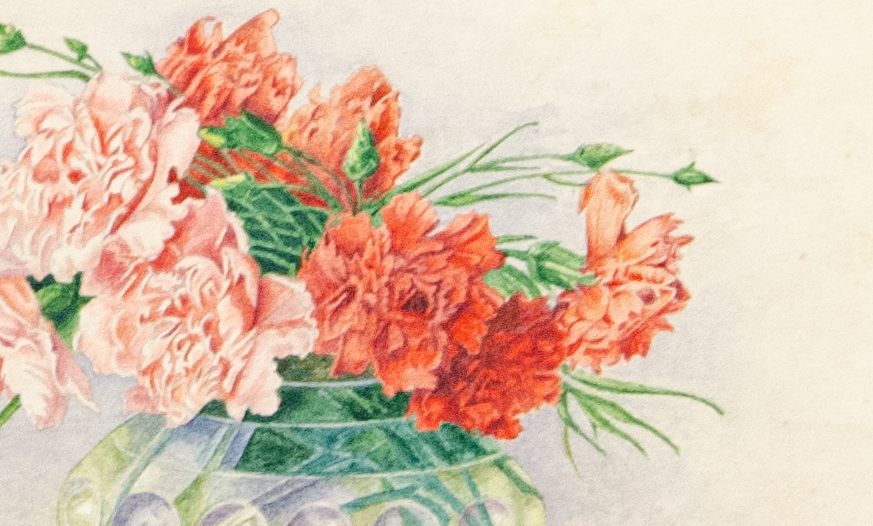 Старинная акварель цветы
