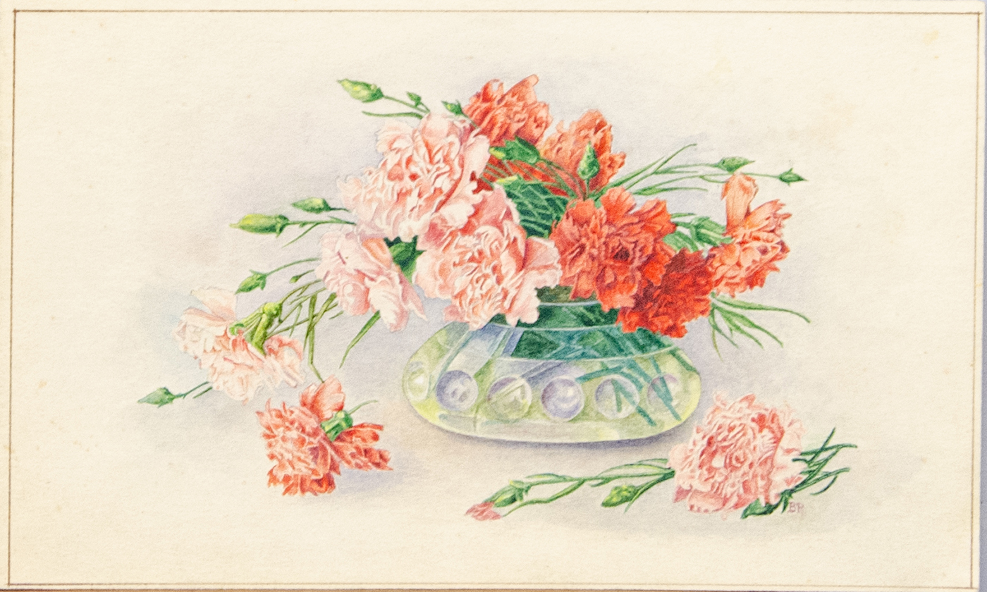 Старинная акварель цветы