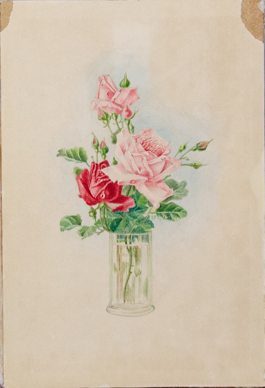 Старинная акварель цветы