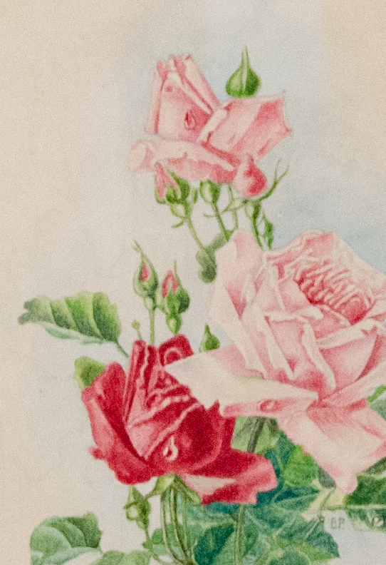 Старинная акварель цветы