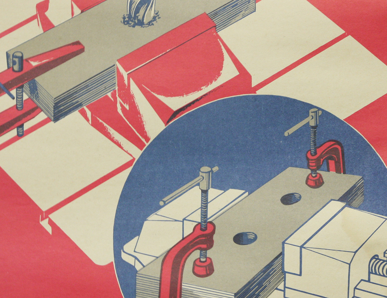 Винтажный плакат - Сверление пластин...