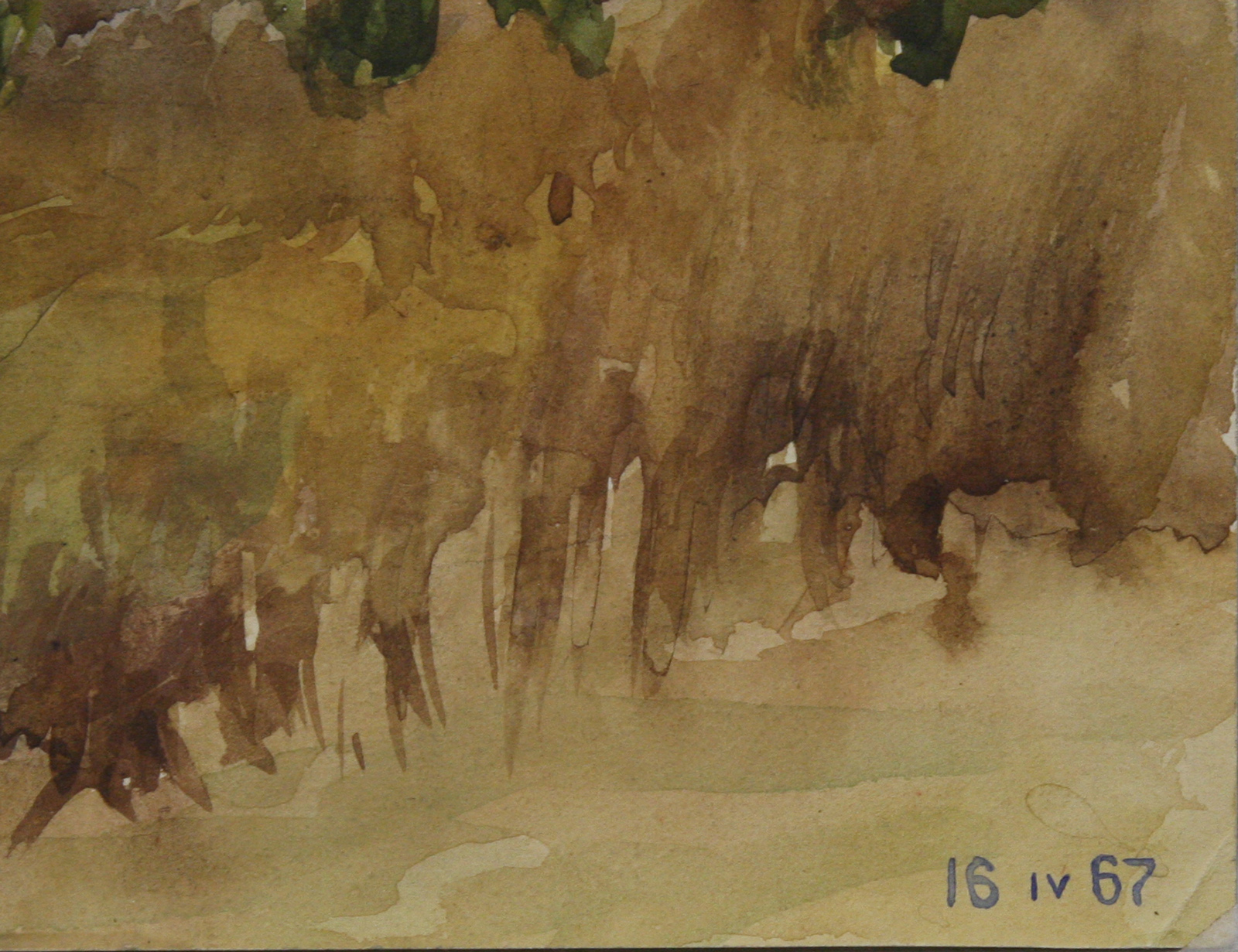 Акварель Лесная опушка 1967