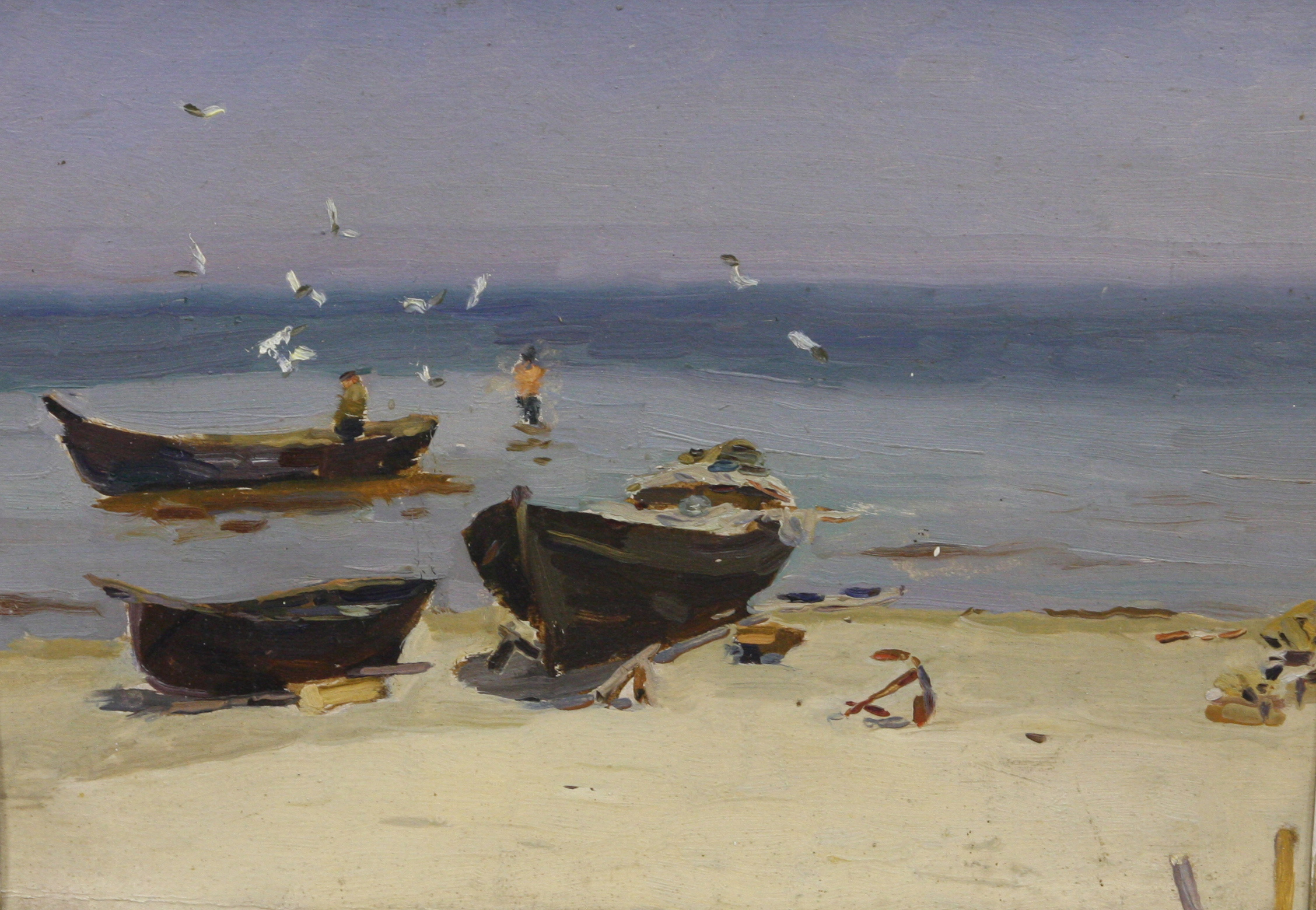 Старинная картина Лодки