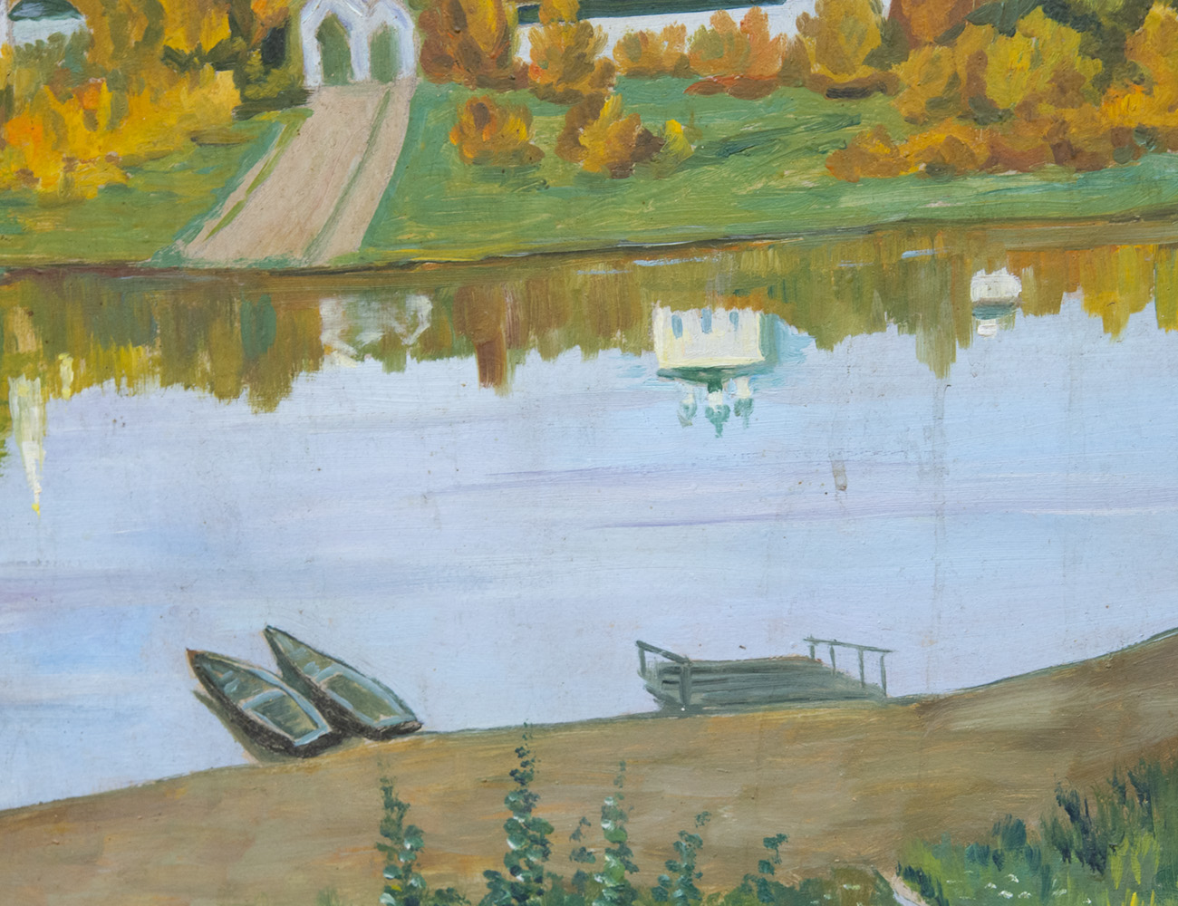 Старинная картина с пейзажем