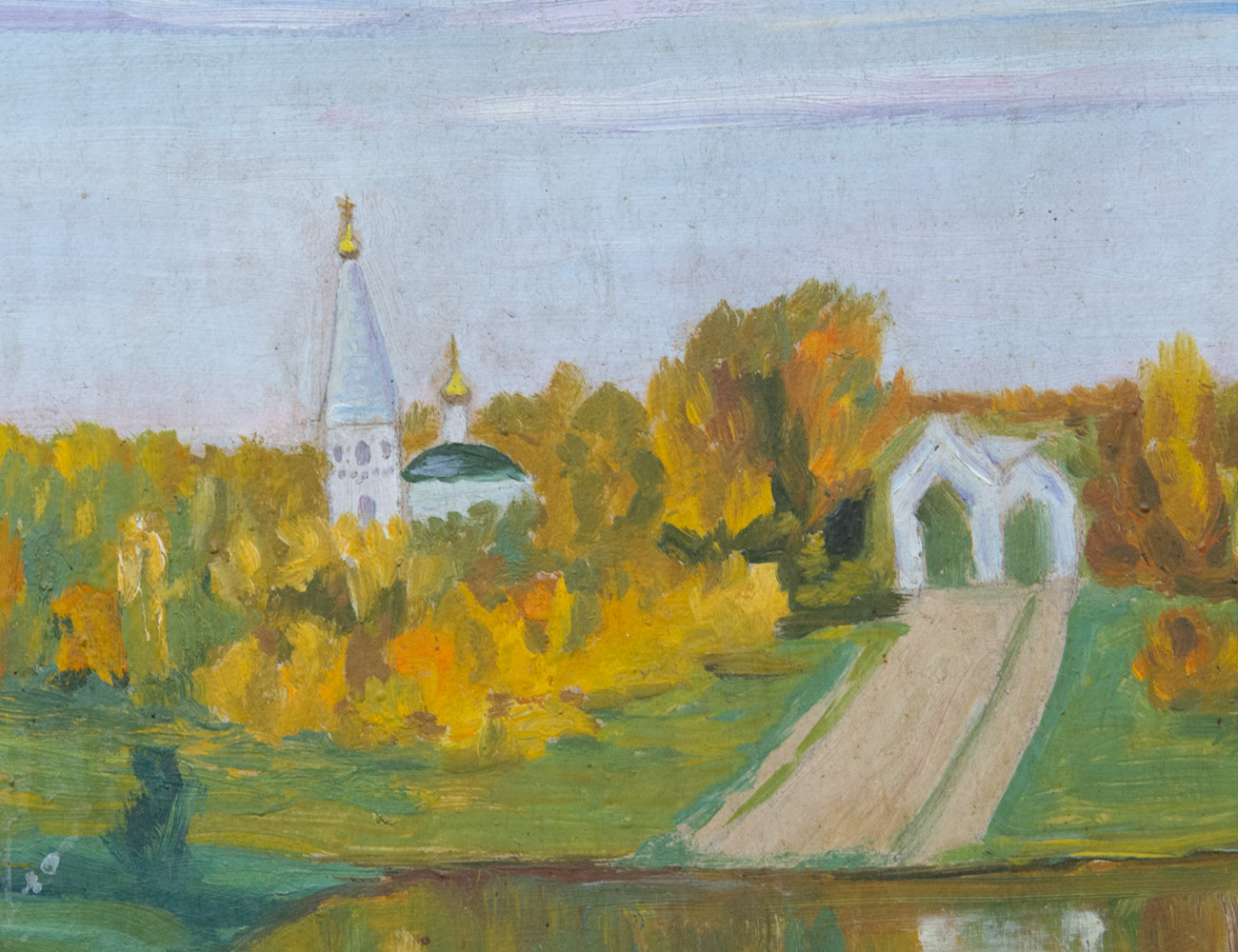 Старинная картина с пейзажем