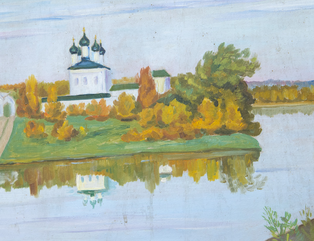 Старинная картина с пейзажем