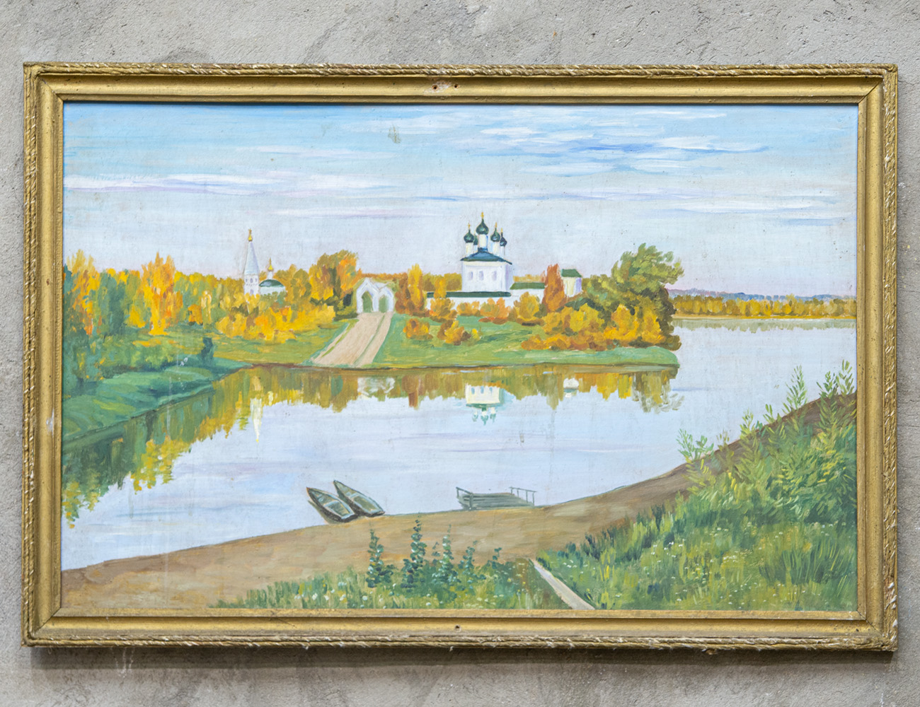 Старинная картина с пейзажем