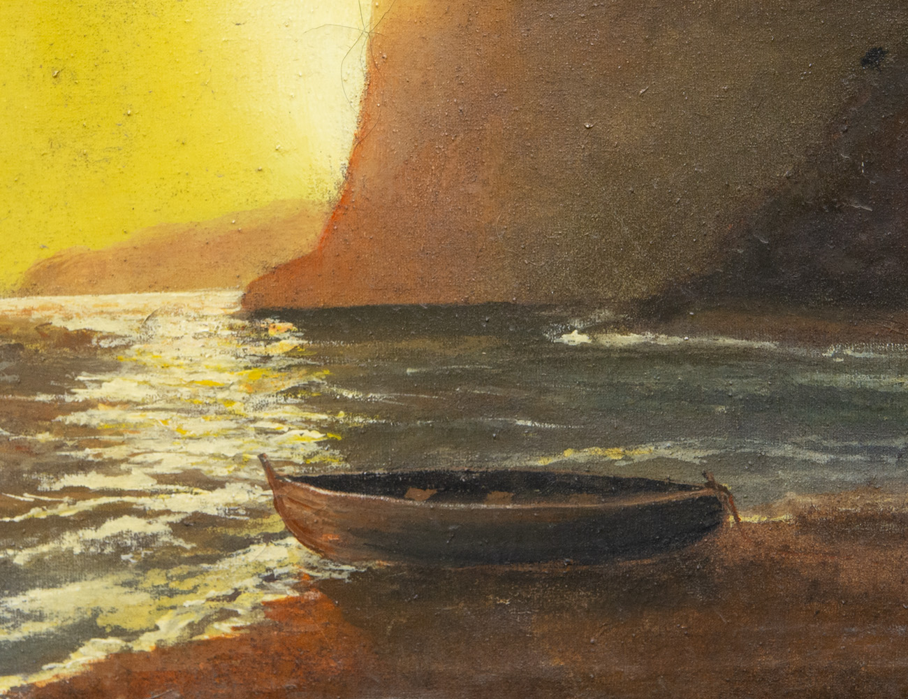 Старинная картина с морским пейзажем