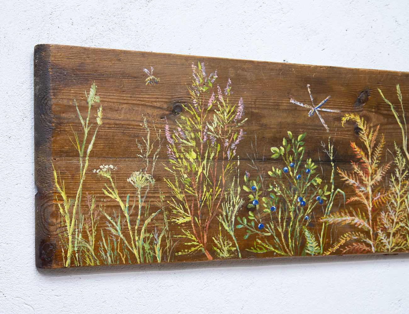 Старинная доска с росписью Поле