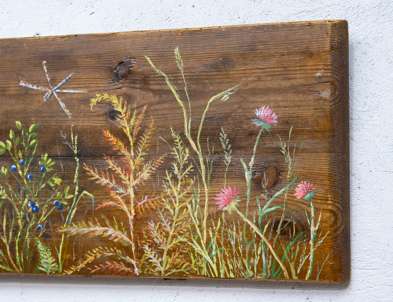 Старинная доска с росписью Поле