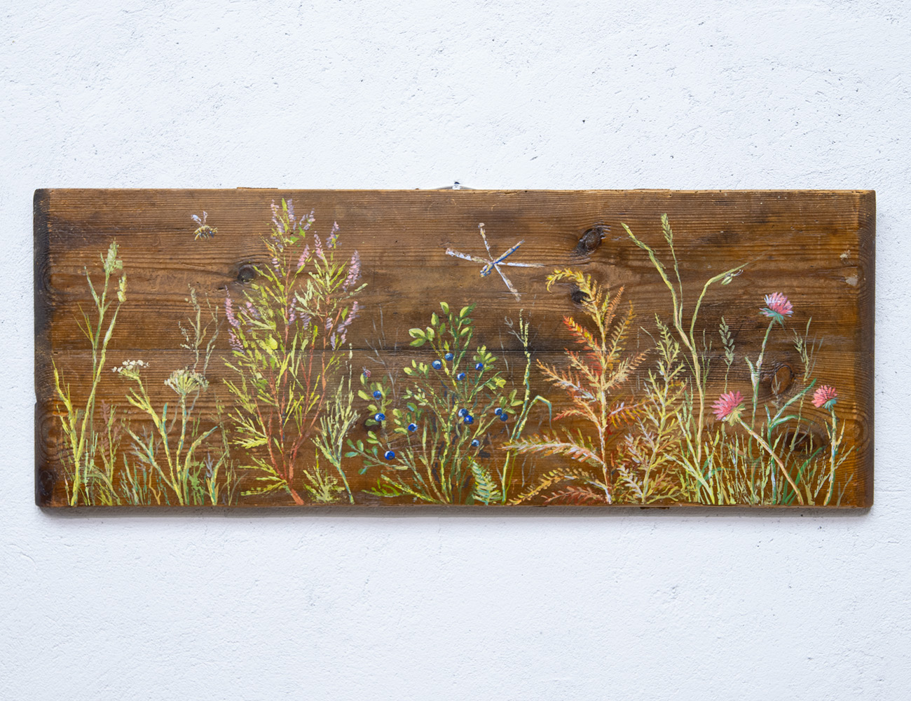 Старинная доска с росписью Поле