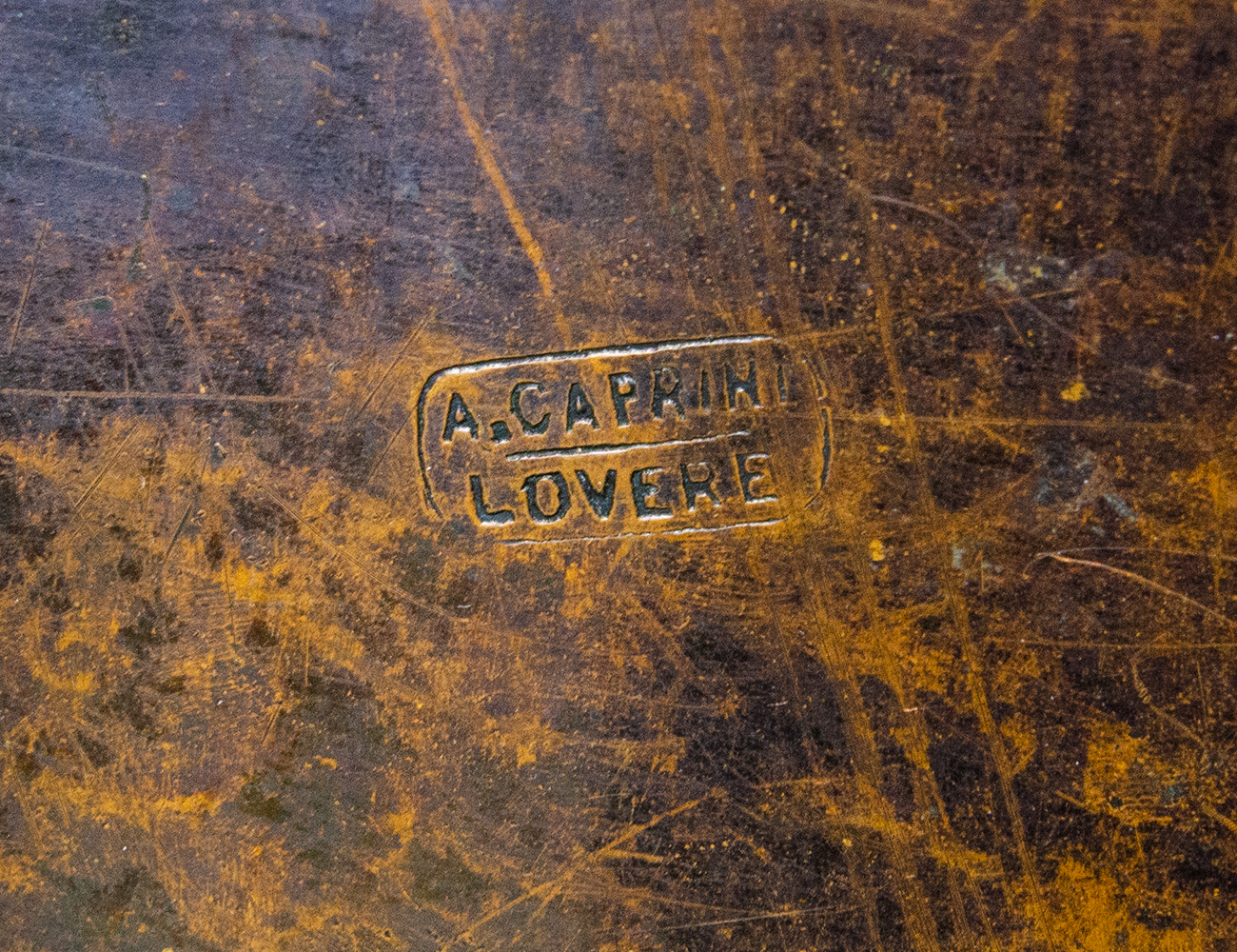 Старинный медное блюдо A. Caprini Lovere, Италия