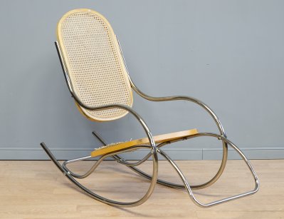Винтажное хромированное кресло-качалка, Италия