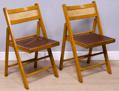 Винтажные складные стулья с ротангом