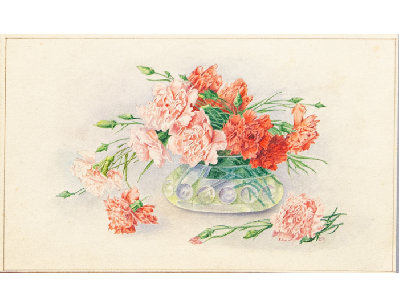 Старинная акварель цветы