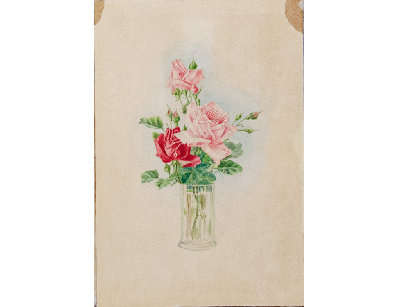 Старинная акварель цветы