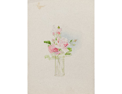 Старинная акварель цветы