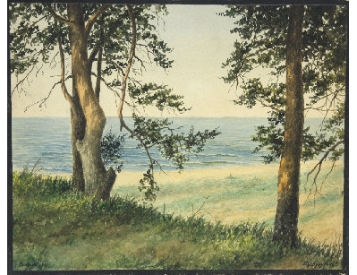 Акварель Здравница Репино, 1949г