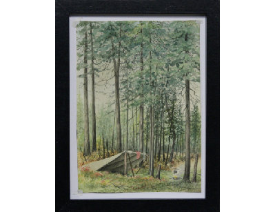 Акварель Шалаш на устье реки, 1929г