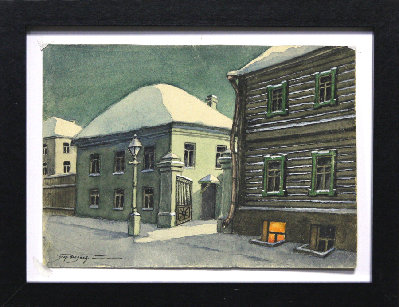 Акварель Город спит