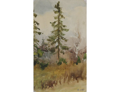 Акварель Лесная опушка 1967