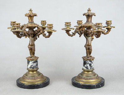 Пара антикварных канделябров