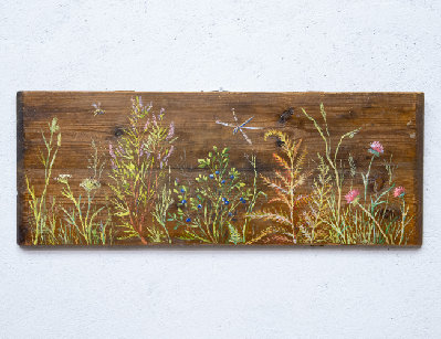 Старинная доска с росписью Поле