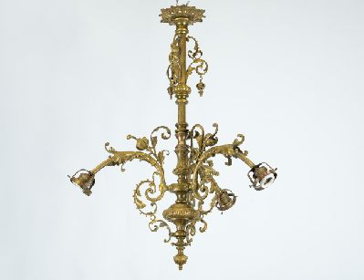 Старинная бронзовая люстра на 3 рожка