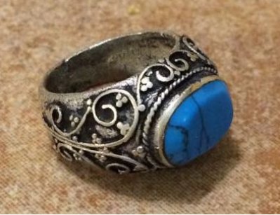 Афганское кольцо с бирюзовой мастикой